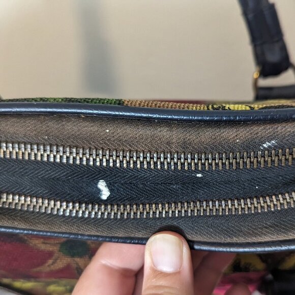 Vintage Celebrity New York MCM 1960's Carpet Bag Tapestry Travel Satchel Floral - Picture 11 of 14